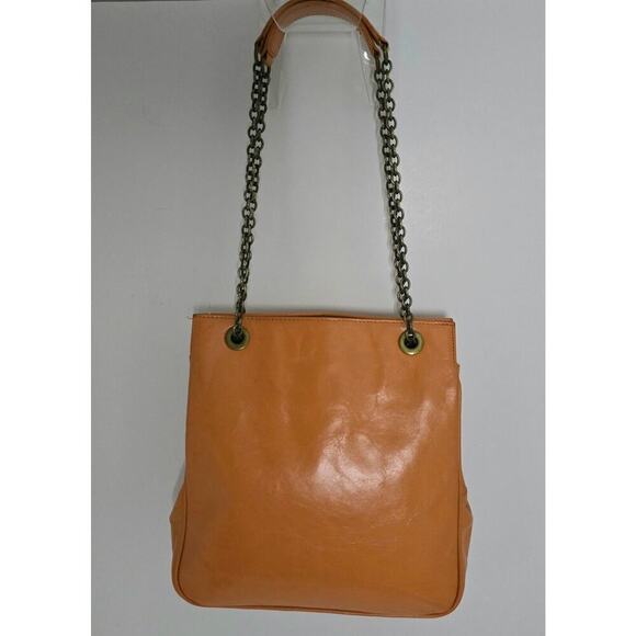 Hobo International Leather Crossbody Shoulder Bag BALL CLASP Orange Chain Strap - Picture 1 of 14
